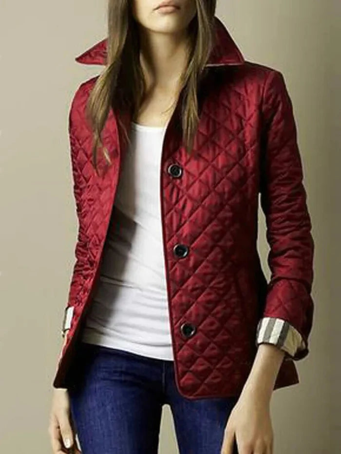 Diamond Pattern Quilted Jacket for Women