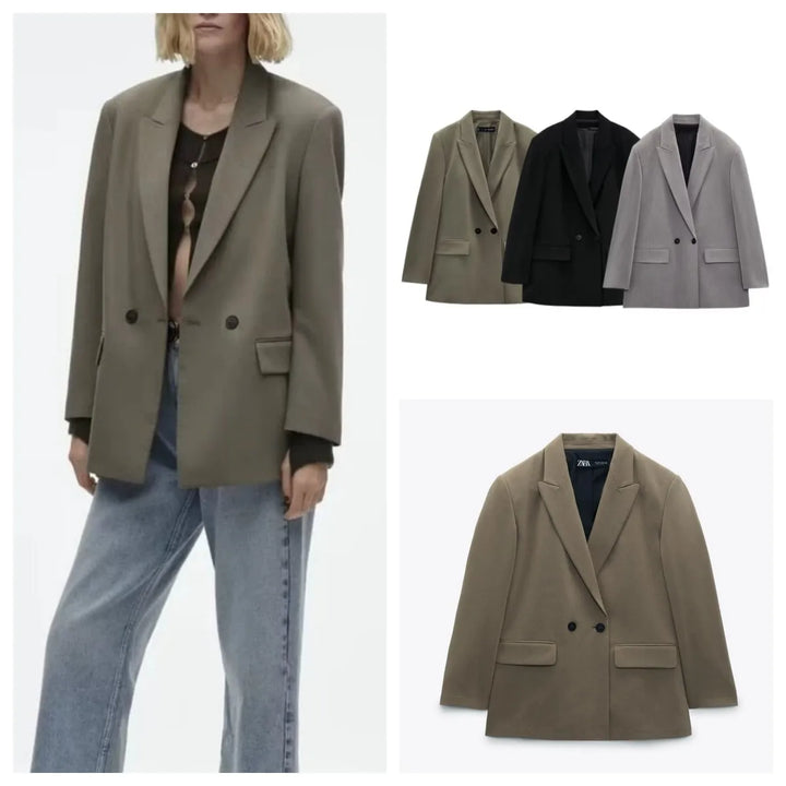 Zarah | Oversized Double-Breasted Lined Blazer