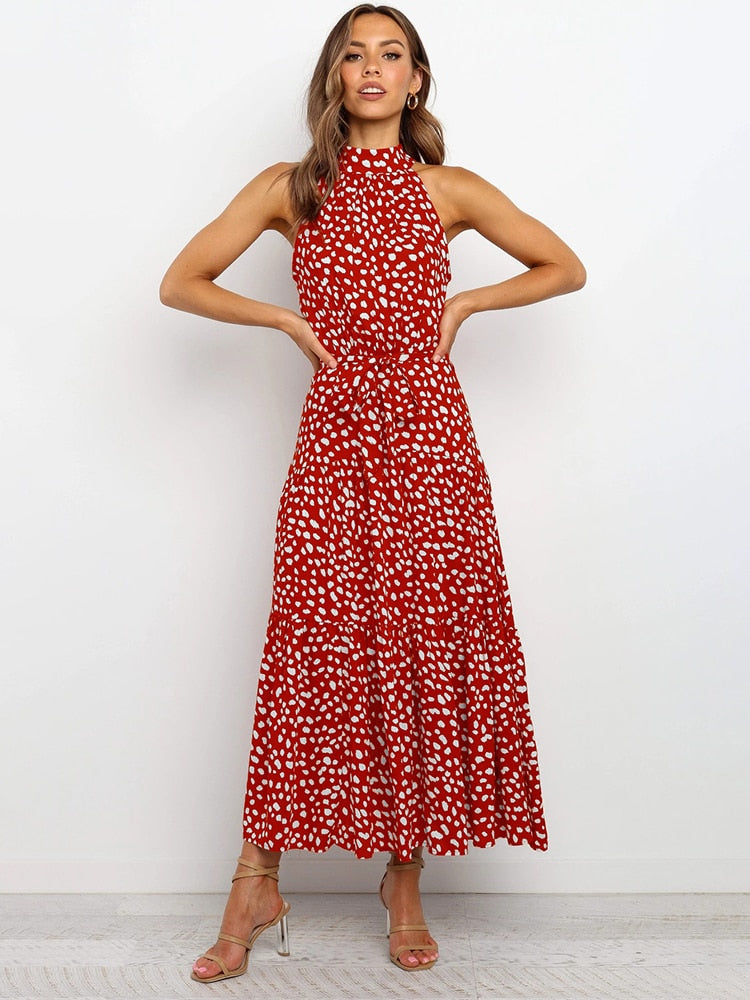 Polka Dot Halter Neck Sundress for Women