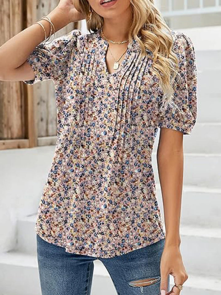Ashtrid | Pleated Puff Sleeve Blouse