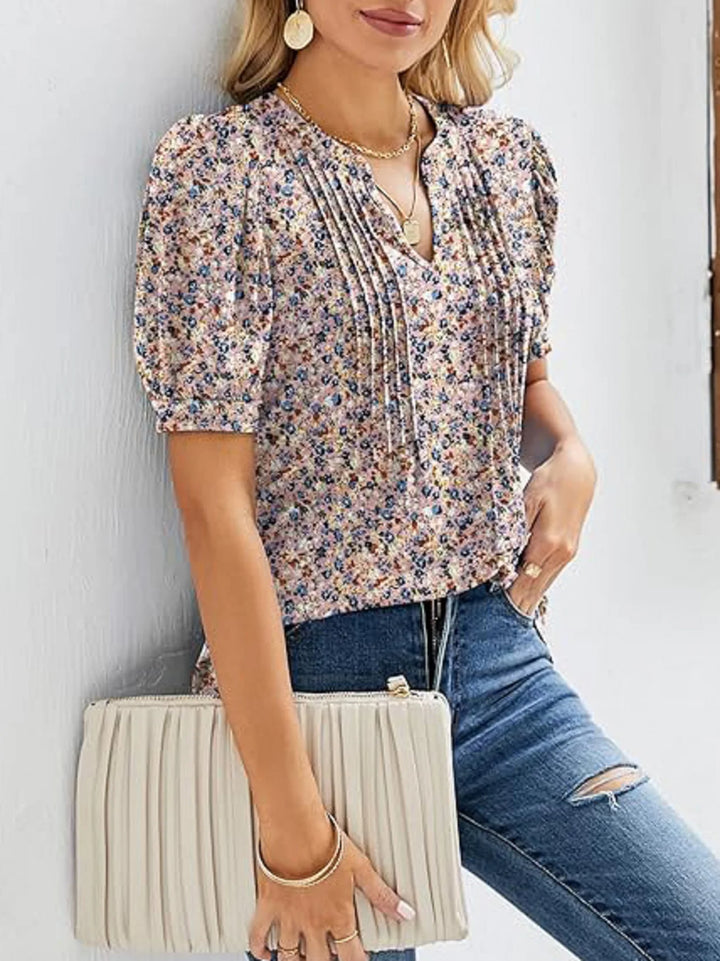 Ashtrid | Pleated Puff Sleeve Blouse