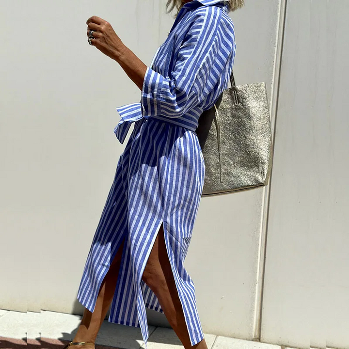 Women's Striped Long Shirt Dress