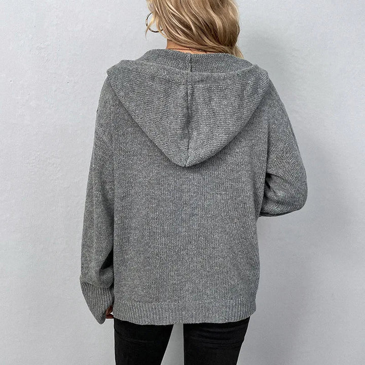 Button-Down Hooded Sweater for Women