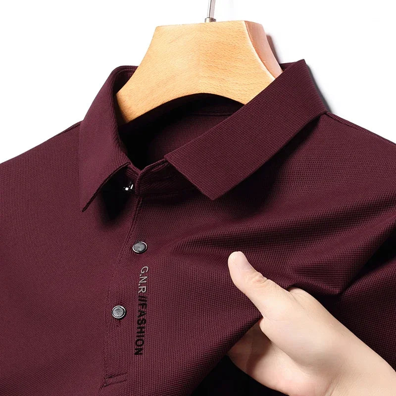 Benson | Trendy Waffle Long Sleeve Polo Shirt