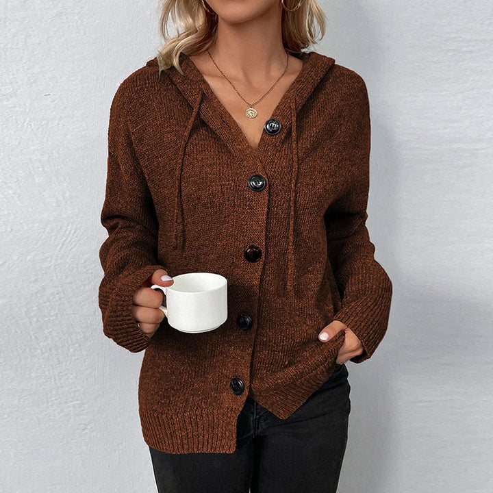 Button-Down Hooded Sweater for Women