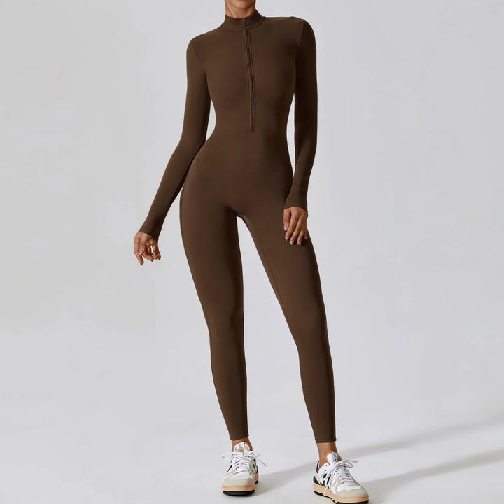 Elise | Zip-Up Ribbed Knit Unitard Jumpsuit