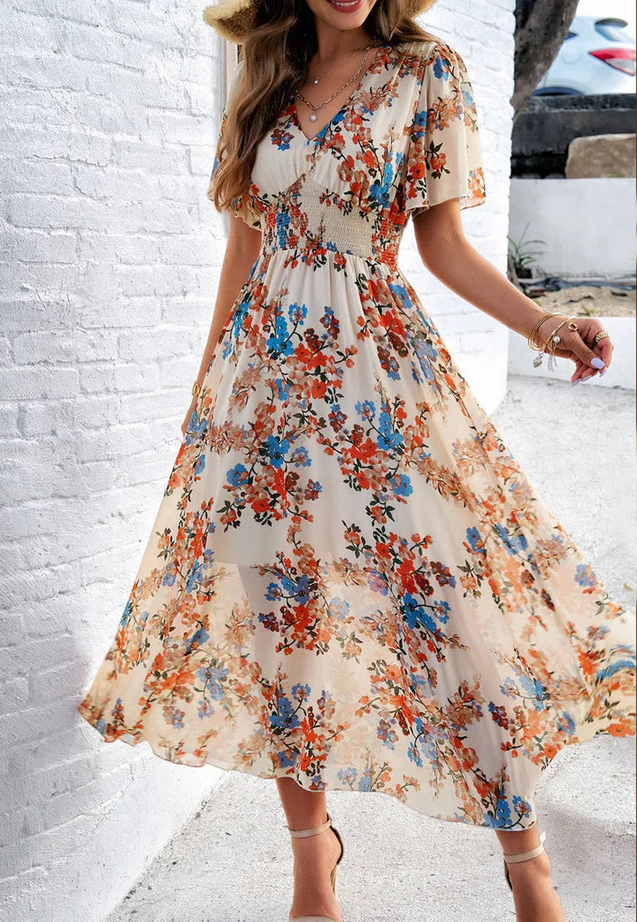 Vibrant Floral Long Dress For Women