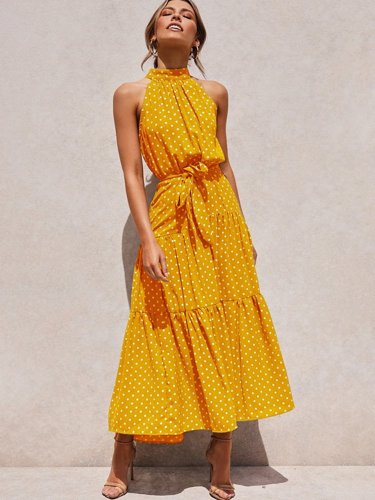 Polka Dot Halter Neck Sundress for Women