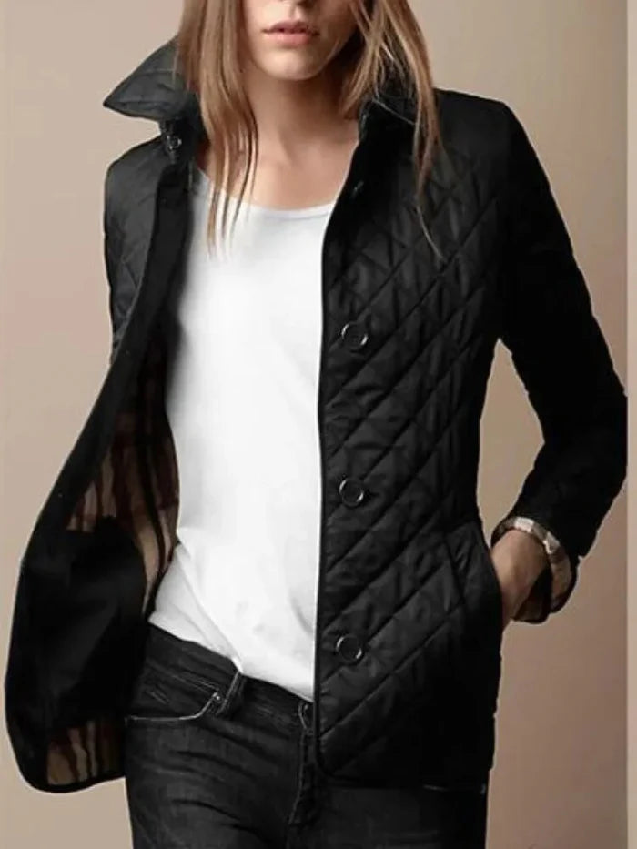 Diamond Pattern Quilted Jacket for Women