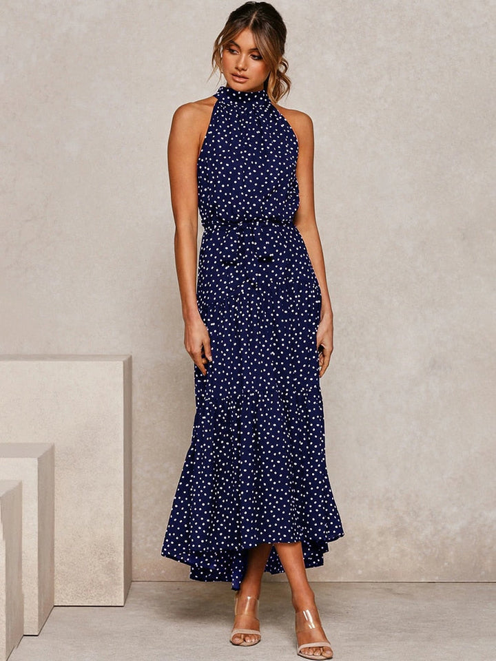 Polka Dot Halter Neck Sundress for Women