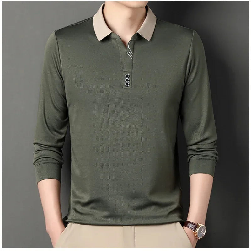 Benson | Trendy Waffle Long Sleeve Polo Shirt