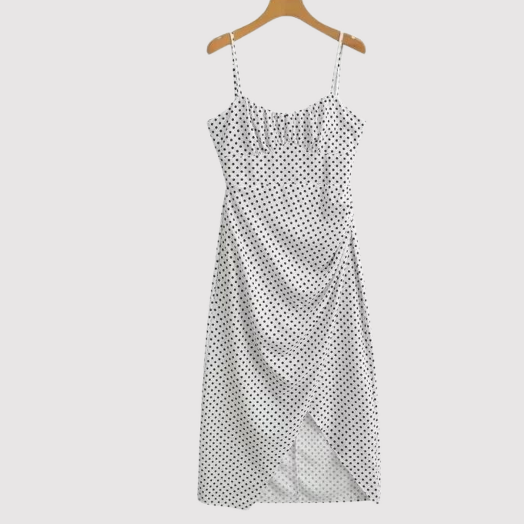 Sophisticated Polka Dot Midi Dress For Women