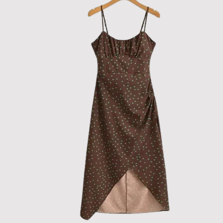 Sophisticated Polka Dot Midi Dress For Women