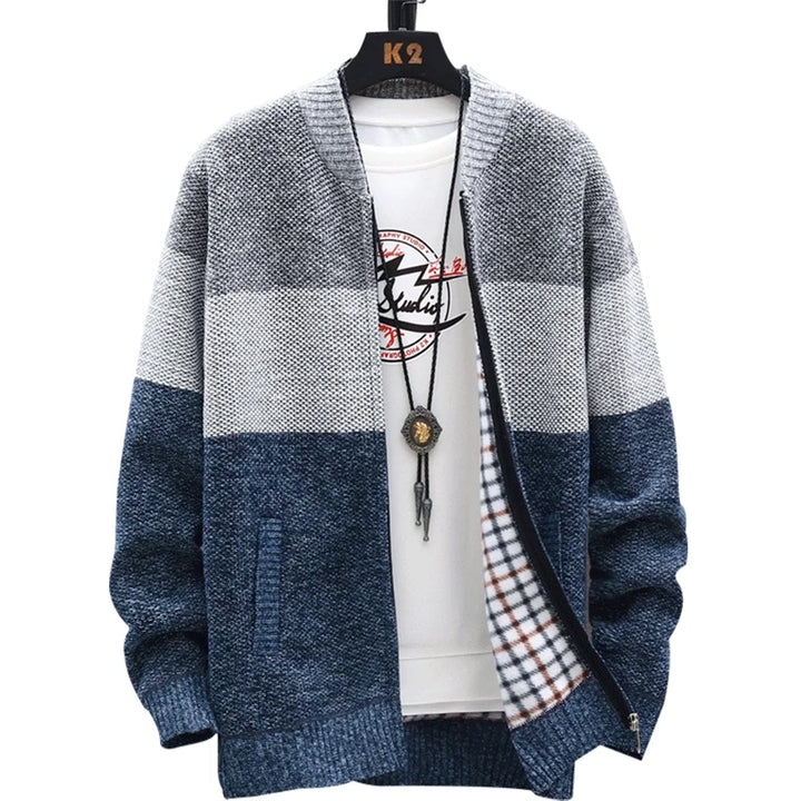 Eldrige | Zip Up Striped Sweater Cardigan