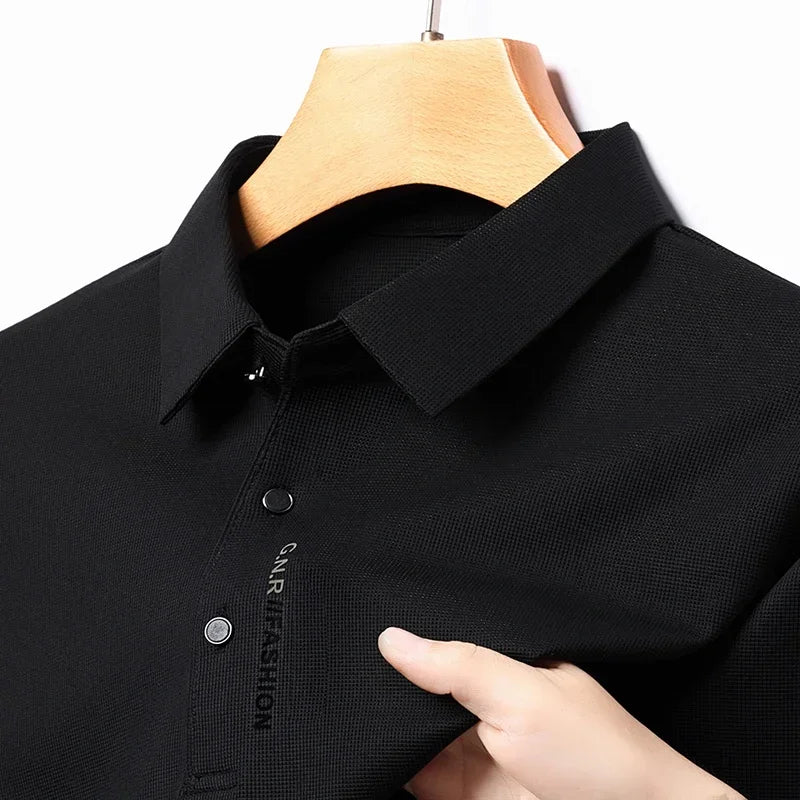 Benson | Trendy Waffle Long Sleeve Polo Shirt