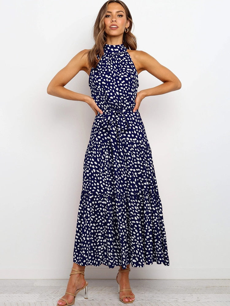 Polka Dot Halter Neck Sundress for Women