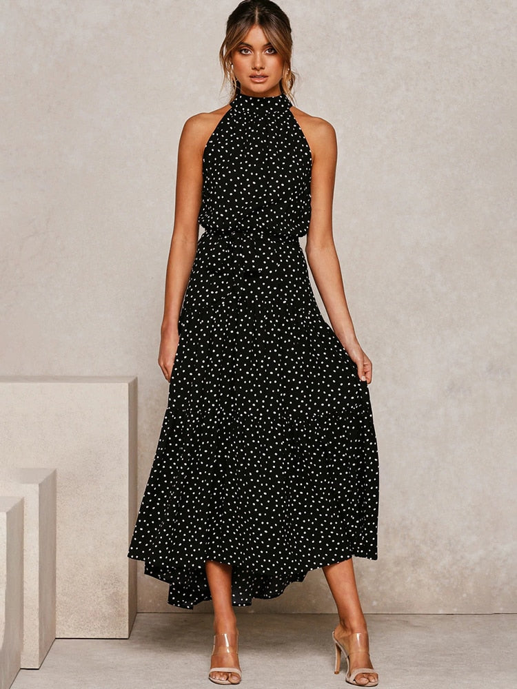 Polka Dot Halter Neck Sundress for Women