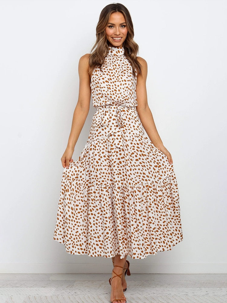 Polka Dot Halter Neck Sundress for Women