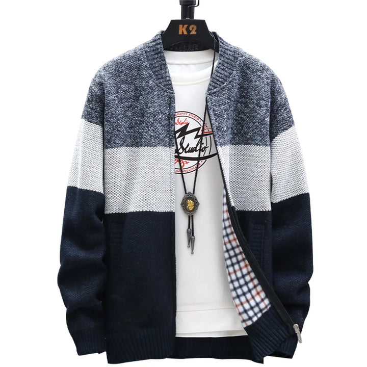 Eldrige | Zip Up Striped Sweater Cardigan