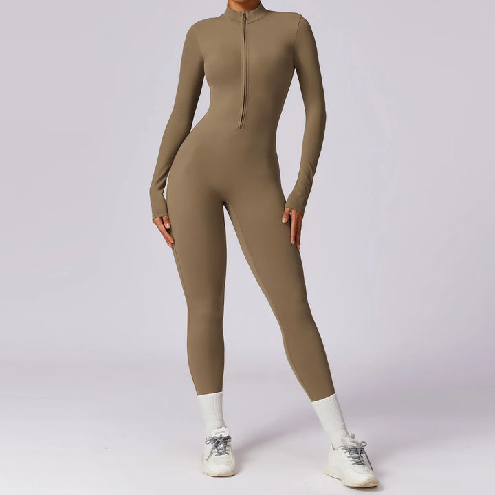 Elise | Zip-Up Ribbed Knit Unitard Jumpsuit