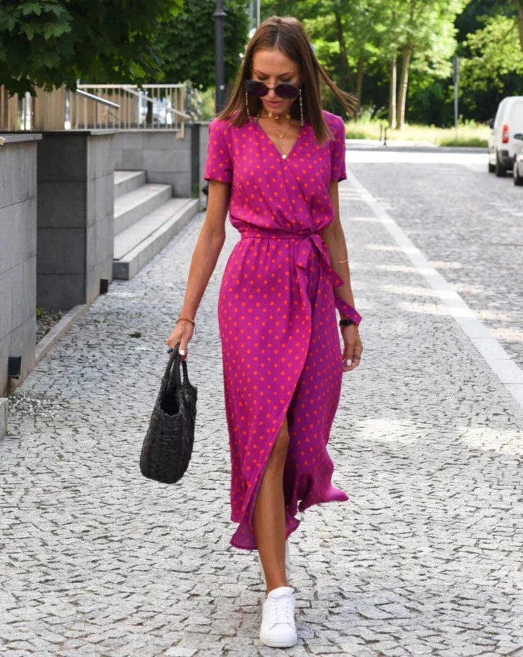 Women's Elegant Floral Wrap Summer Dress