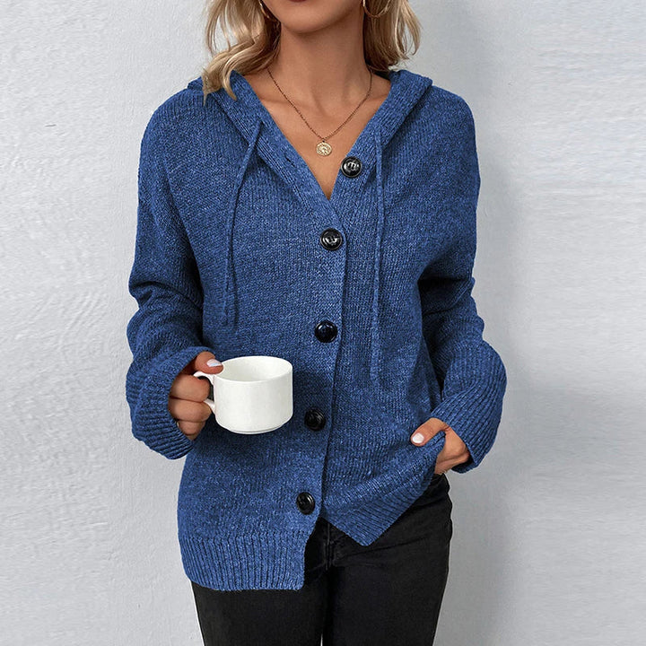 Button-Down Hooded Sweater for Women