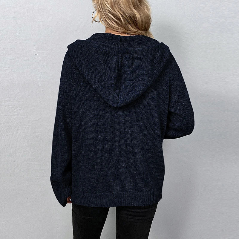 Button-Down Hooded Sweater for Women