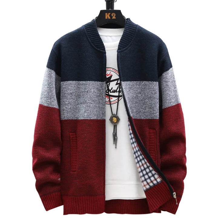 Eldrige | Zip Up Striped Sweater Cardigan