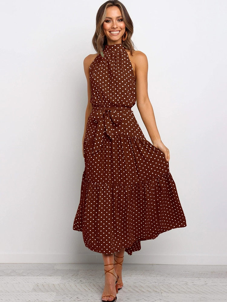 Polka Dot Halter Neck Sundress for Women