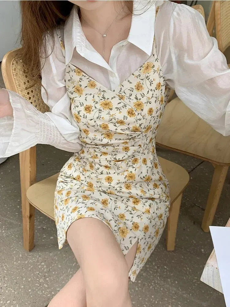 Stylish Floral V-Neck Dress For Women