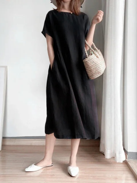 Casual Loose A-Line Midi Dress for Women