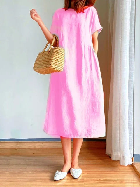 Casual Loose A-Line Midi Dress for Women