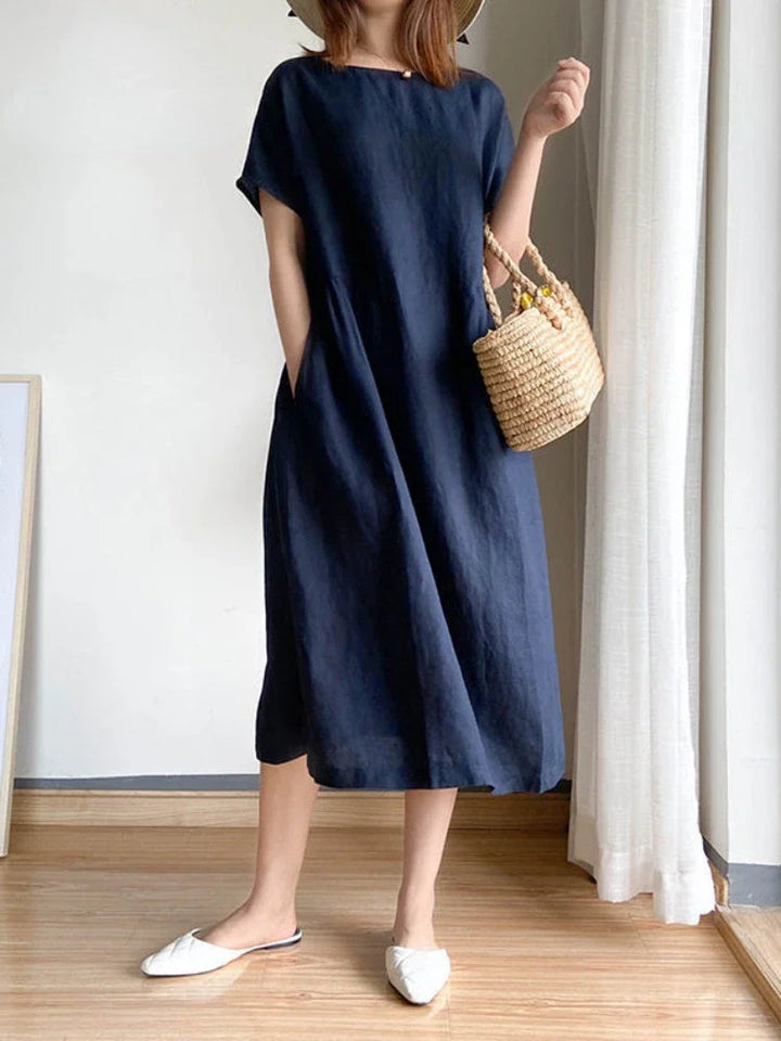 Casual Loose A-Line Midi Dress for Women