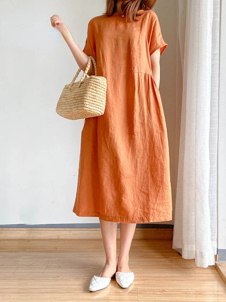 Casual Loose A-Line Midi Dress for Women