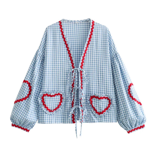 Women's Loose Fit Top with Heart Pockets