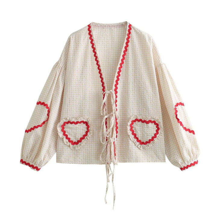 Women's Loose Fit Top with Heart Pockets