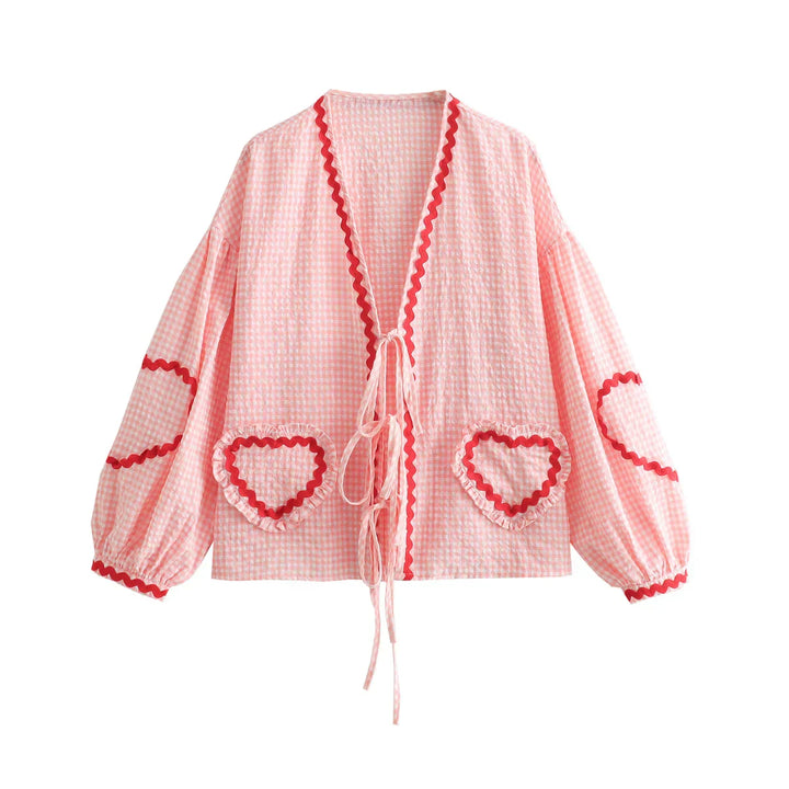 Women's Loose Fit Top with Heart Pockets