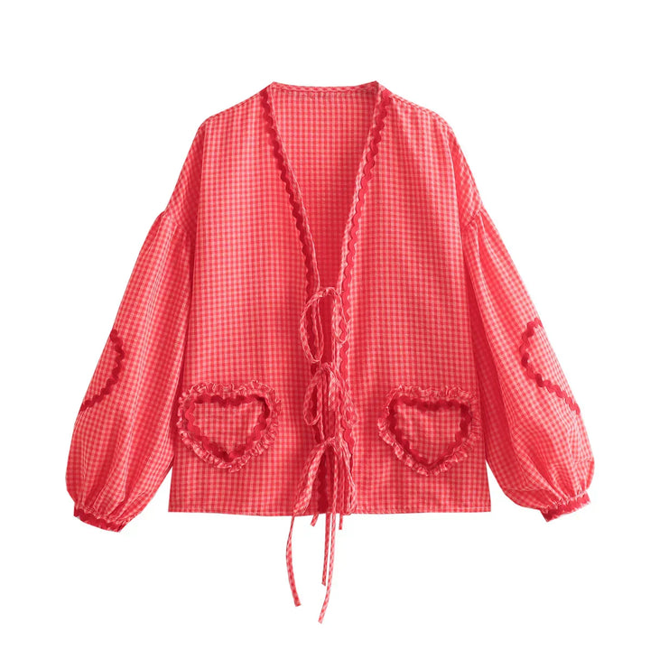 Women's Loose Fit Top with Heart Pockets