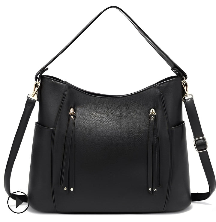 Vintage Double Zipper Shoulder Bag for Women