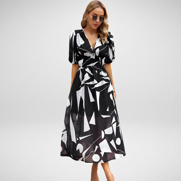 Elegant Maxi Dress with V-Neckline for Women