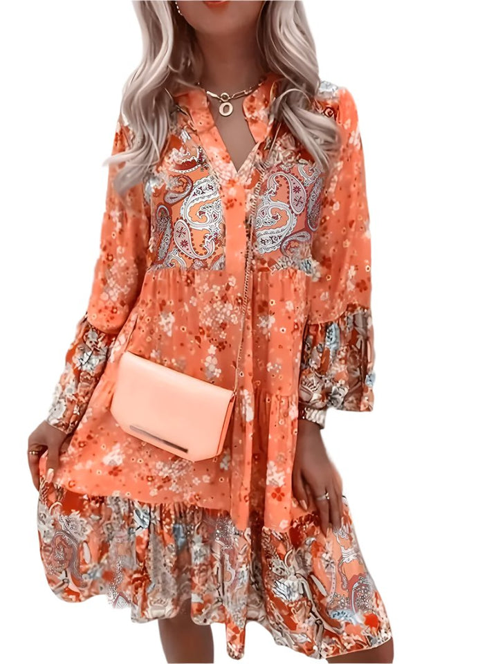 Boho-Inspired Floral Midi Dress For Women