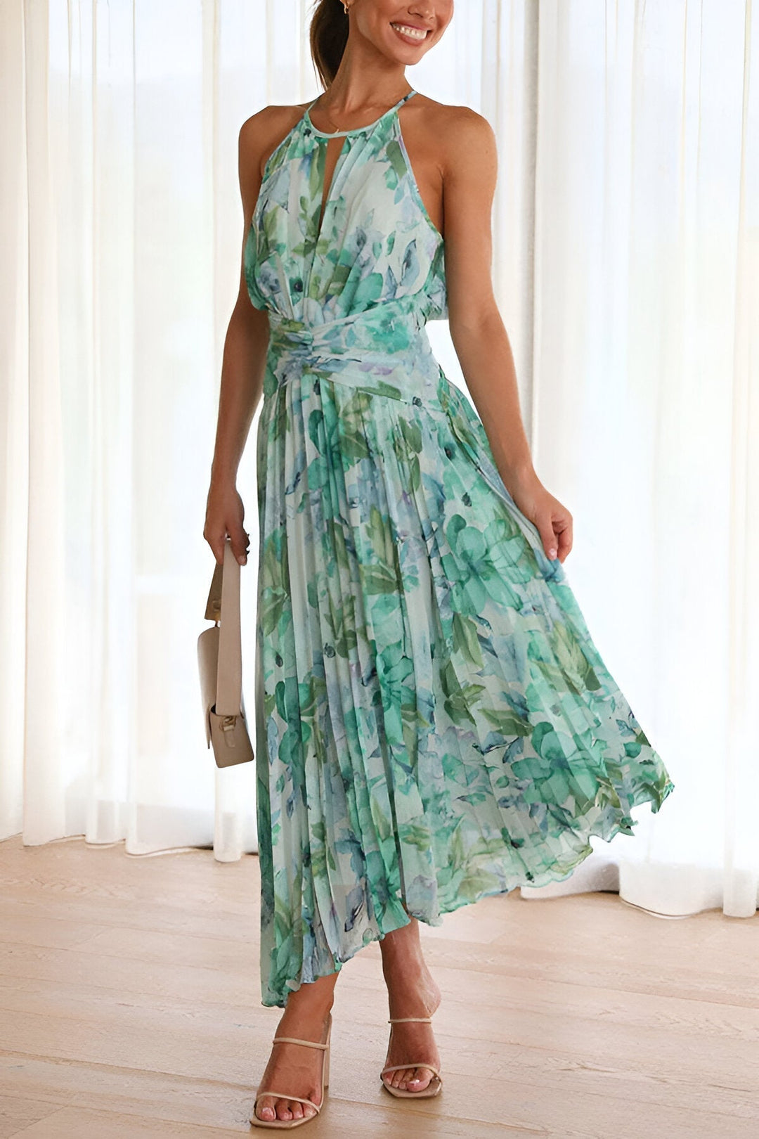 Amerie | Elegant Floral Print Midi Dress