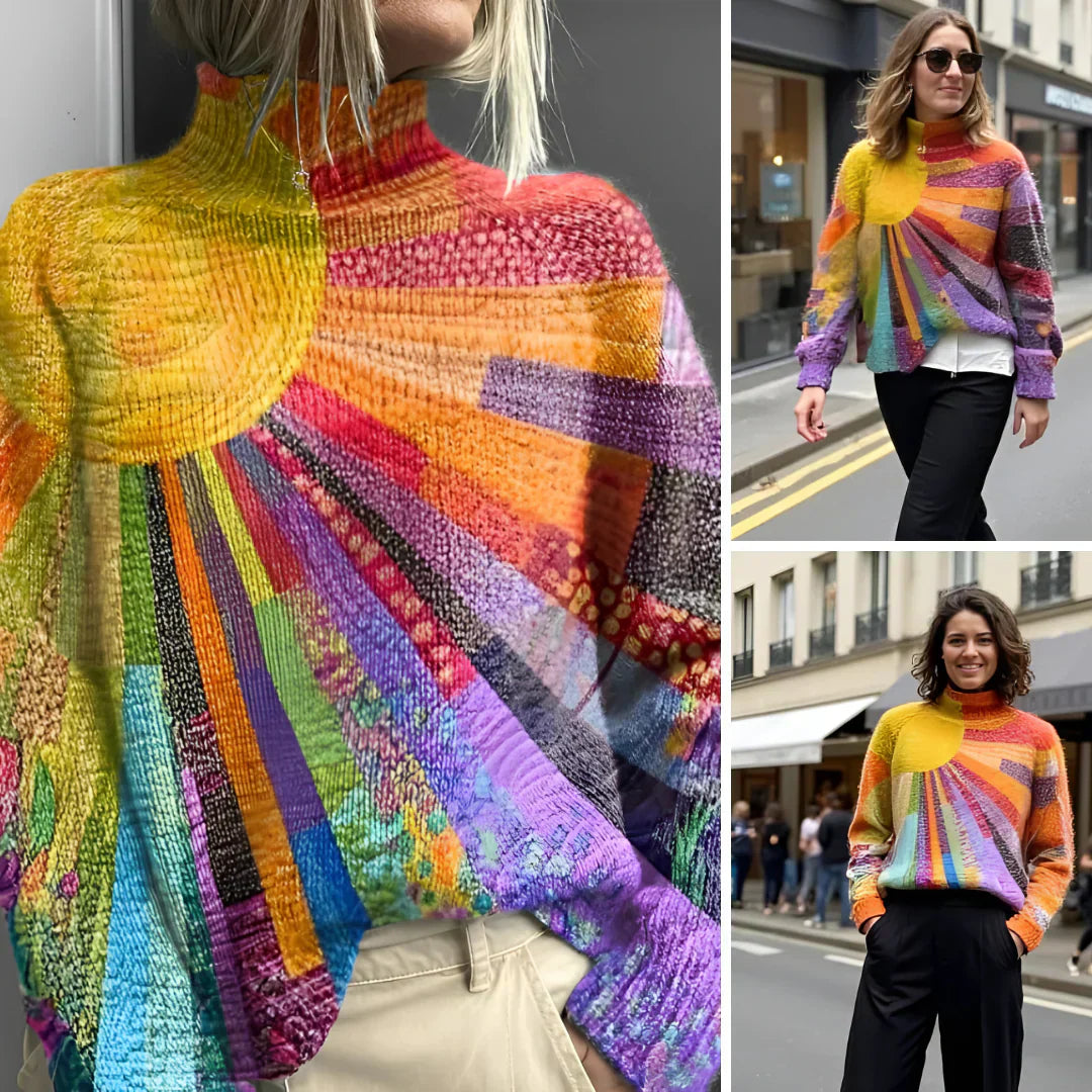 Aisling | Rainbow Sun Turtleneck Sweater