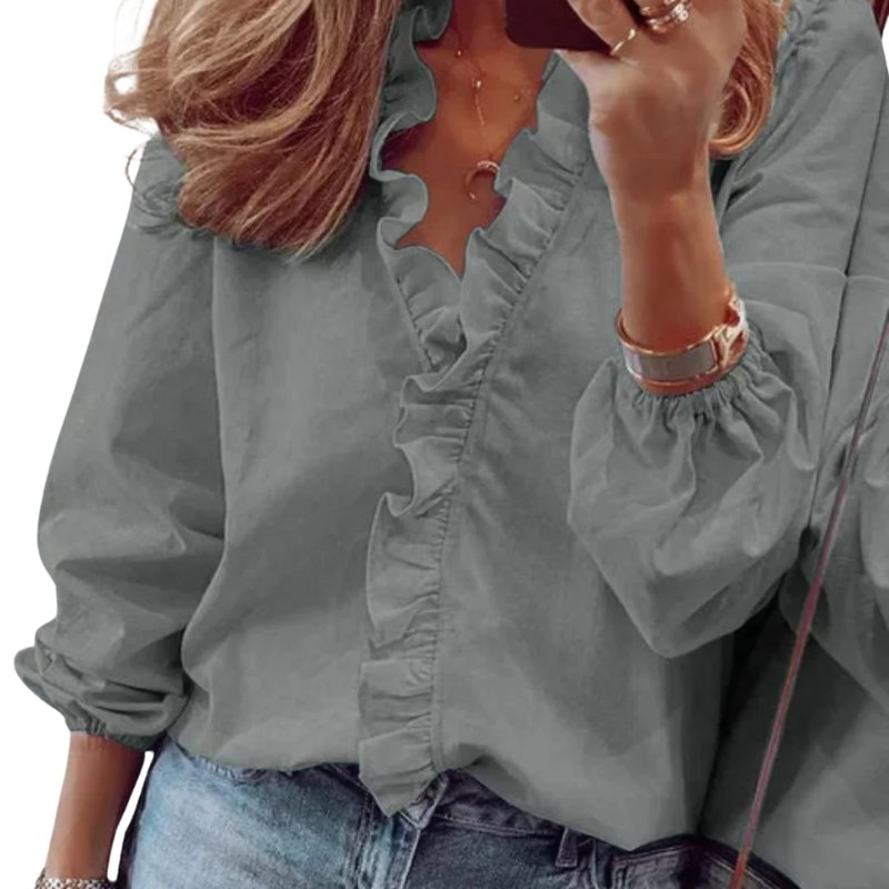 Women's Classic Ruffle Neckline Blouse