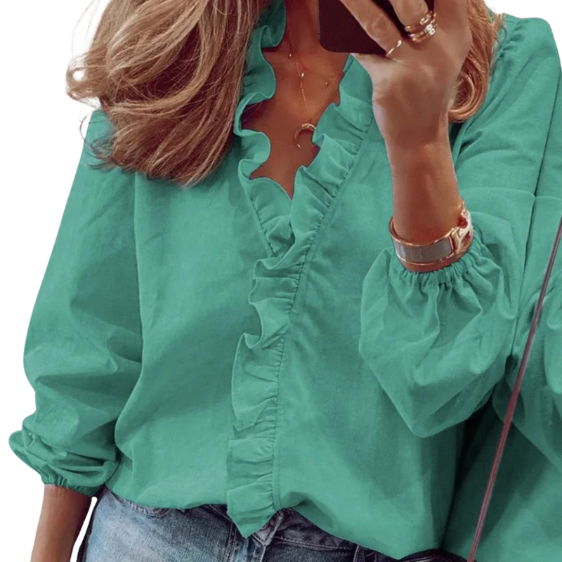 Women's Classic Ruffle Neckline Blouse