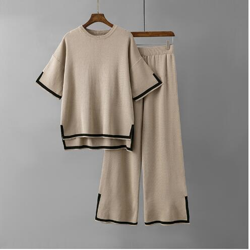 Two-Piece Round Neck Pants Set for Women