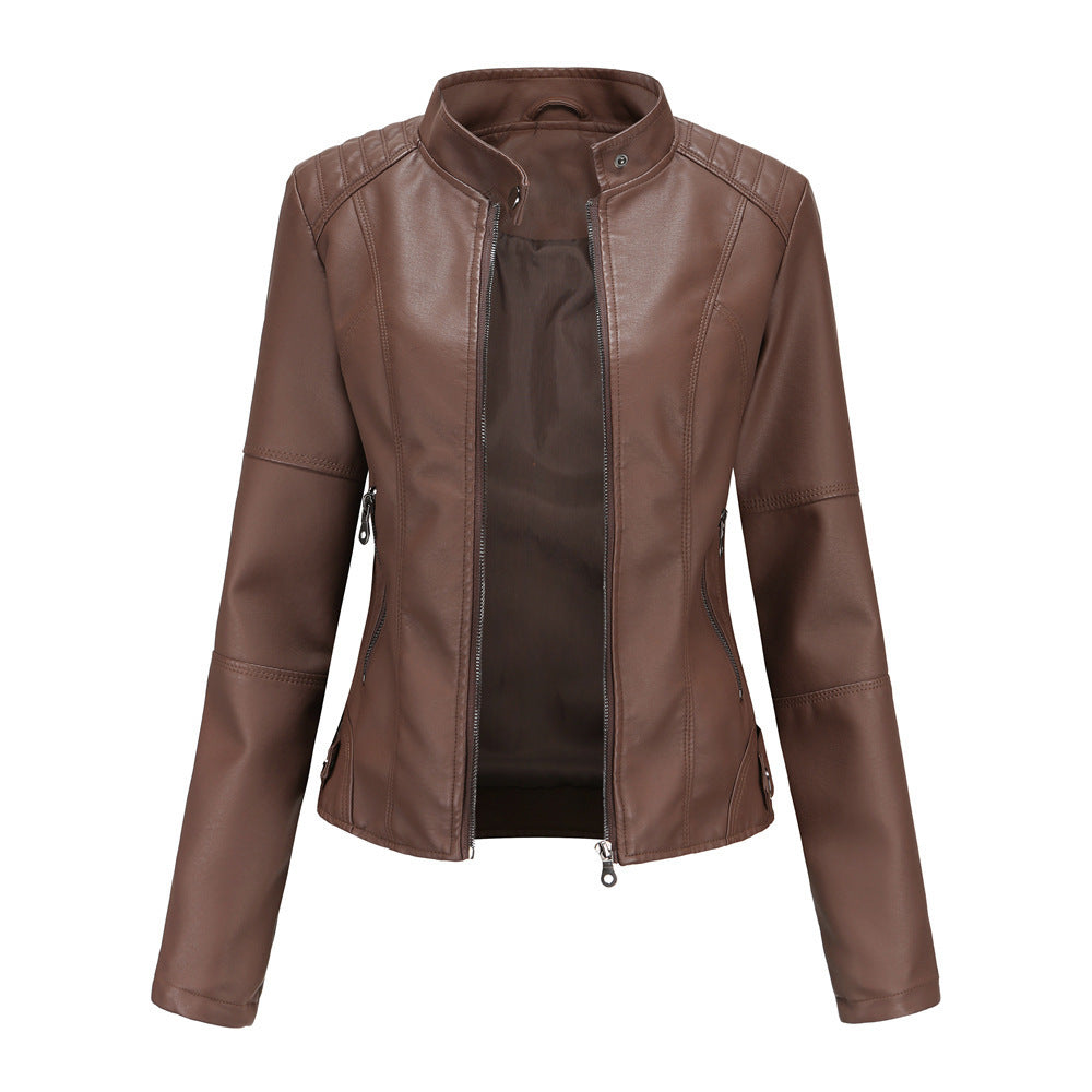 High Collar Zipper Jacket for Women