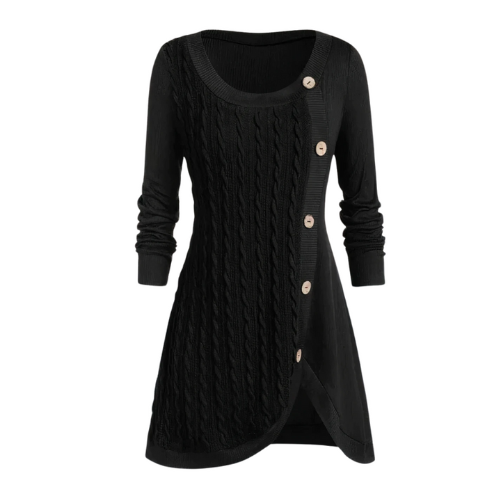 Women's Elegant Cable-Knit Buttoned Dress