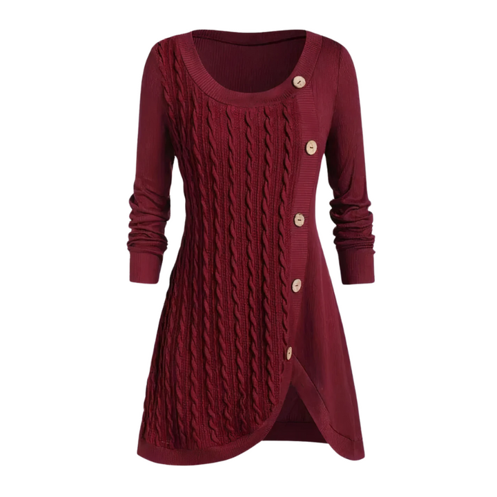 Women's Elegant Cable-Knit Buttoned Dress