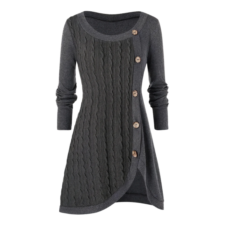 Women's Elegant Cable-Knit Buttoned Dress